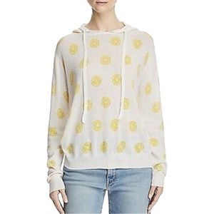 Aqua Lemon Slice Print Hooded Sweater Bloomingdale’s Exclusive size XS NWT White